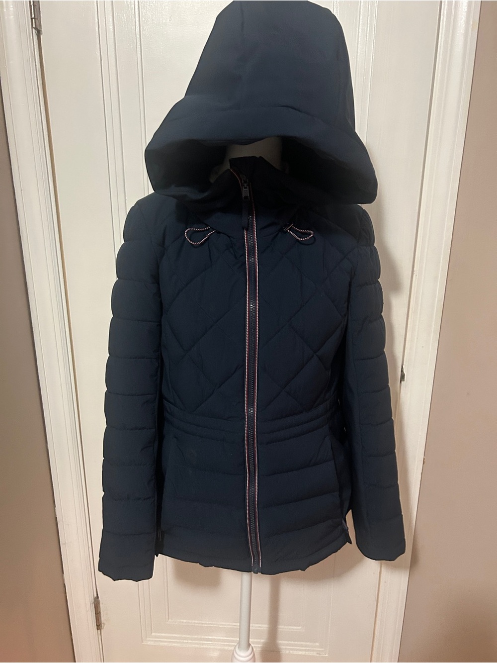 Tommy Hilfiger Navy Quilted Hooded Puffer Jacket
